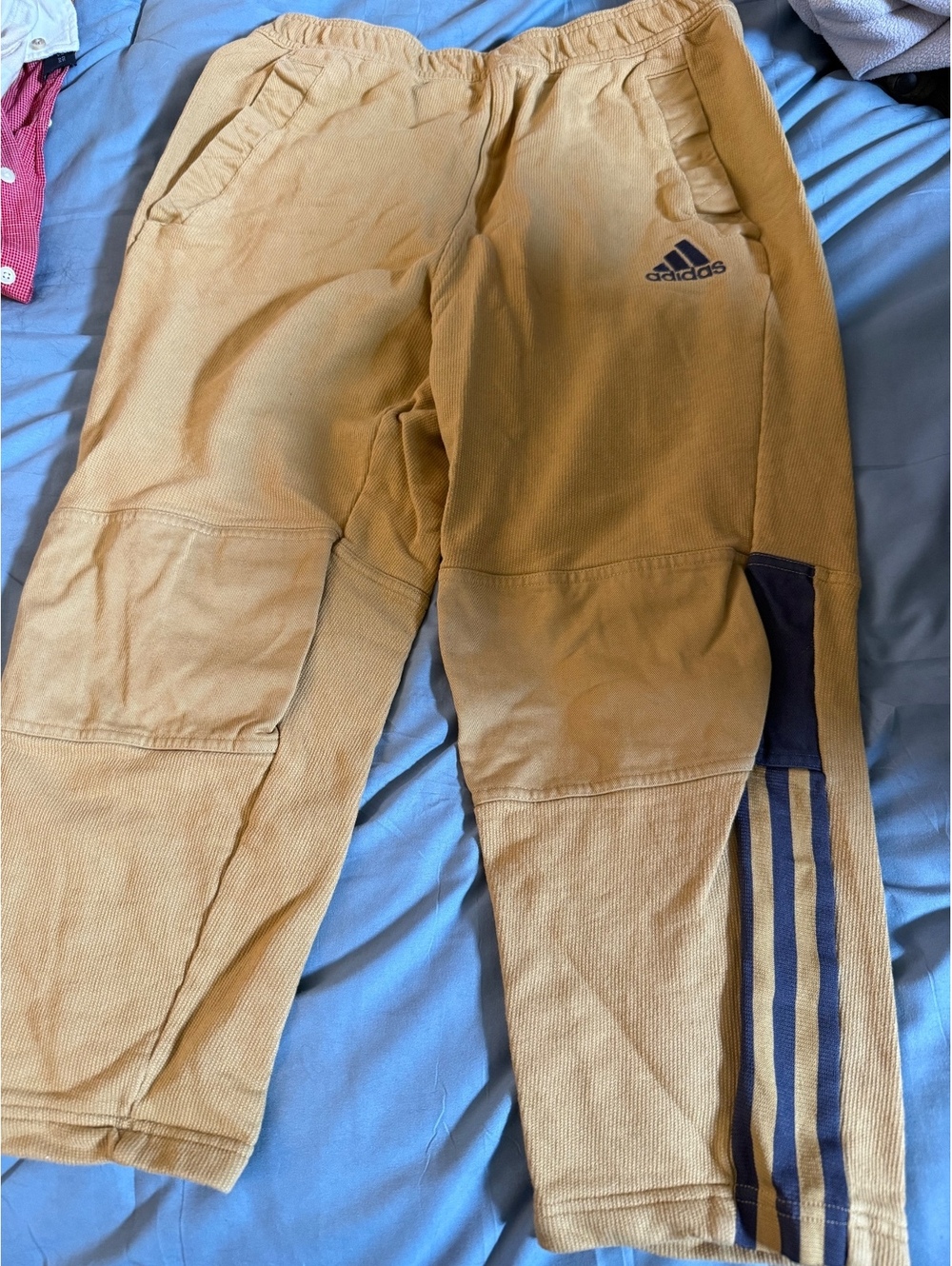 Adidas Men’s Medium Tan Joggers Three Stripe Logo
